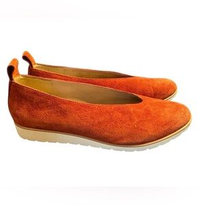 Eileen Fisher Orange Brick Humor Suede Leather Ballet Wedge Flats 9 Slip On